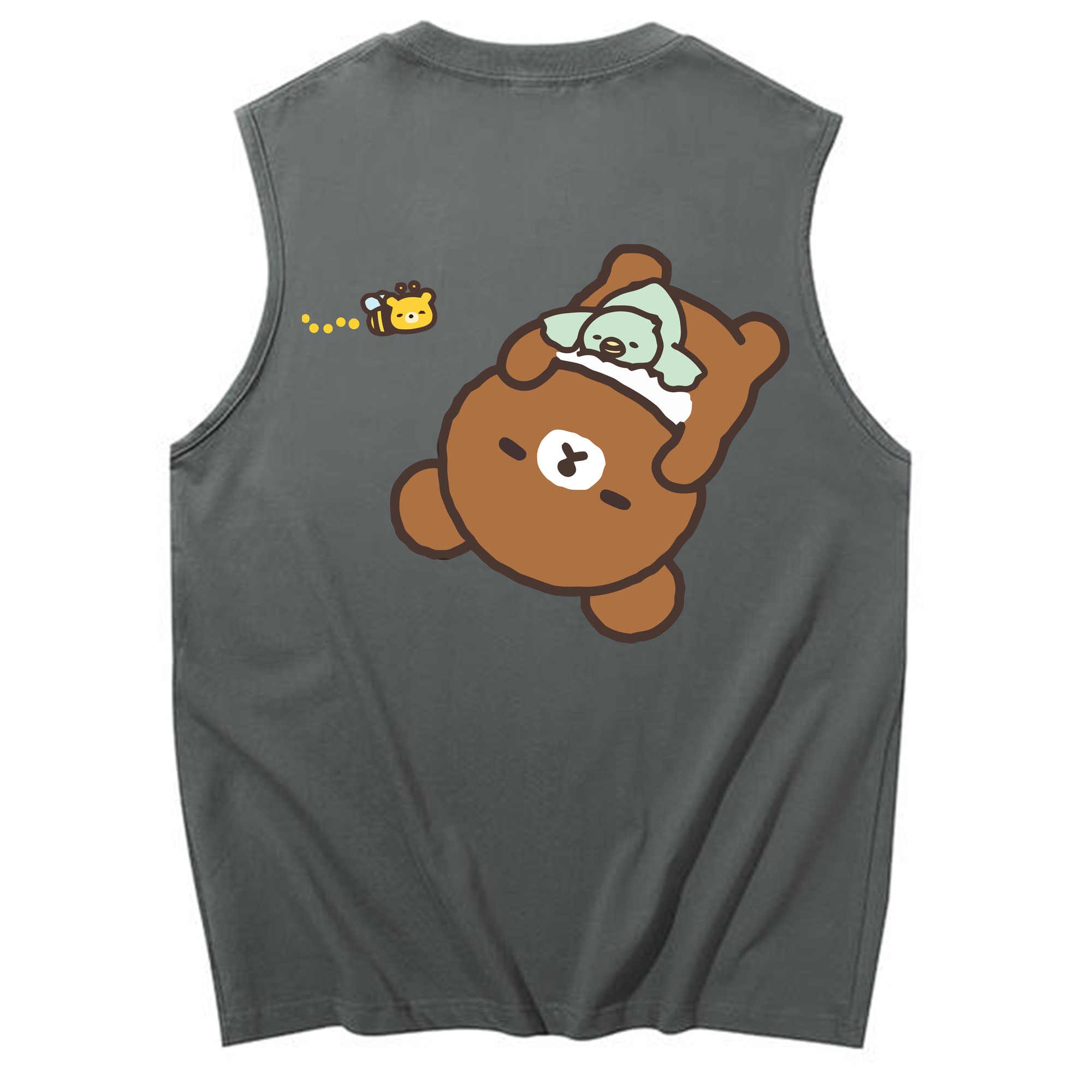 （画像用） リラックマ リラックマ キイロイトリ Rilakkuma Korilakkuma Kiiroitori コットン100％タンクトップ（背面プリント）
